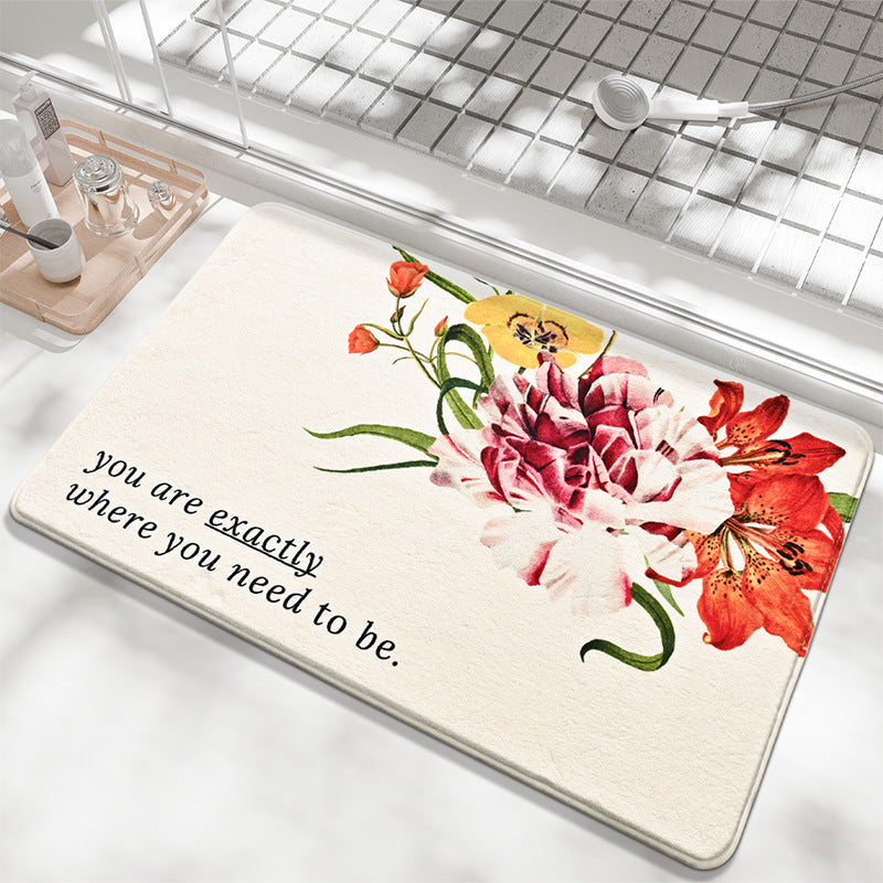 Decorative Floral Sayings Bath Mat Stornfield