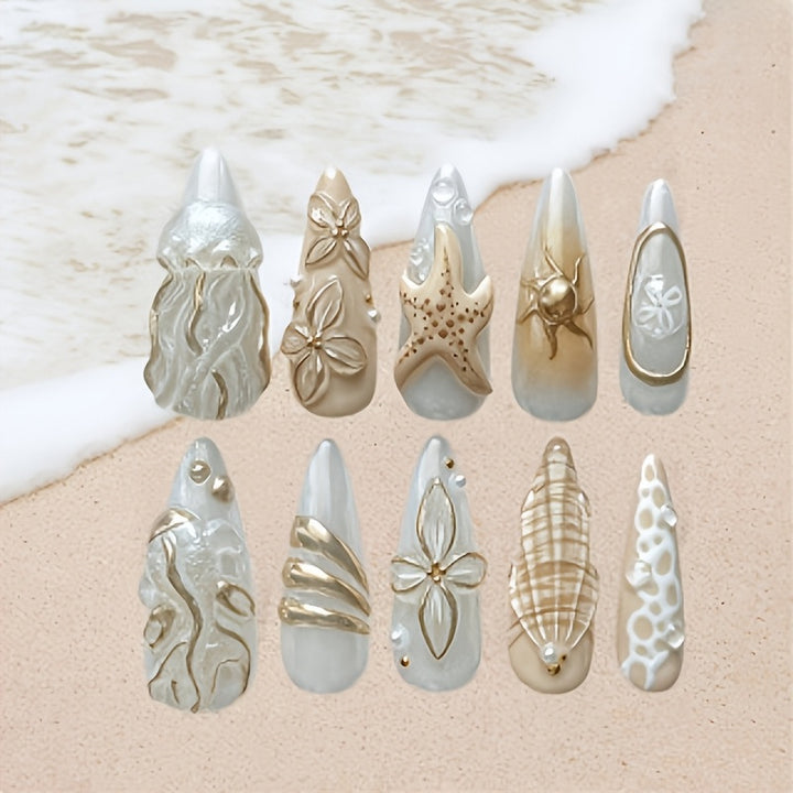 Elegant artificial nails with maritime motifs Stornfield