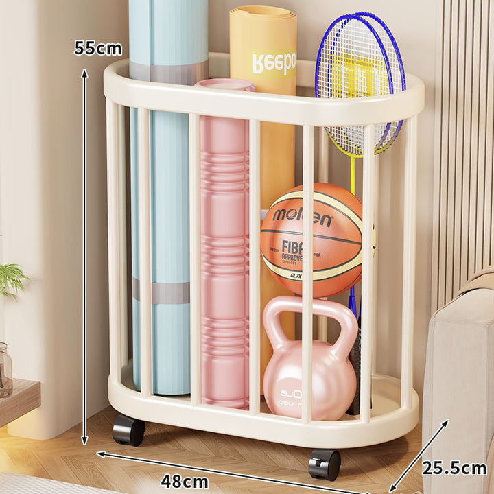 Vertical Rolling Sports Equipment Storage Caddy with Open-Bar Frame and Swivel Casters