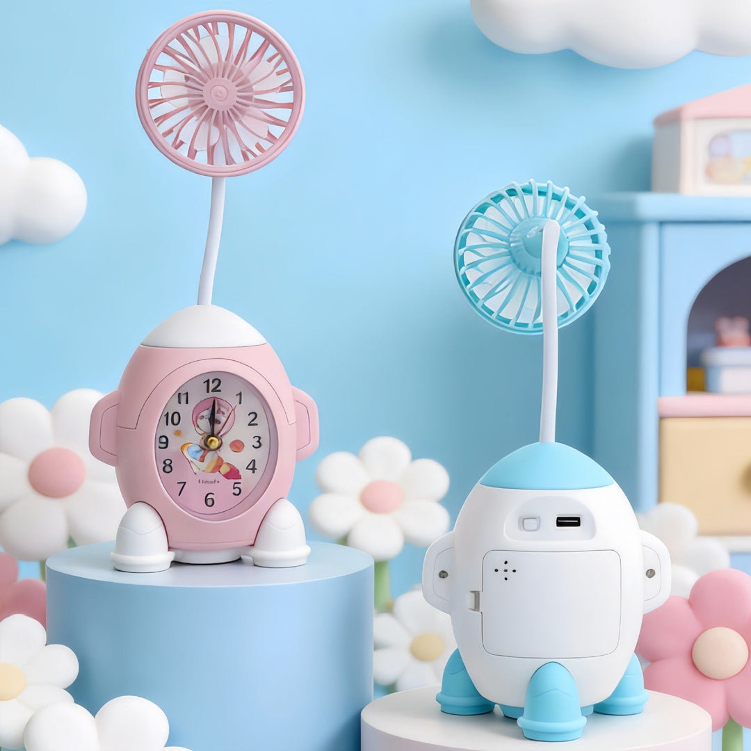Ladies multifunctional table clock with integrated fan Stornfield