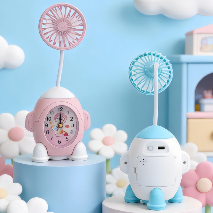 Ladies multifunctional table clock with integrated fan Stornfield