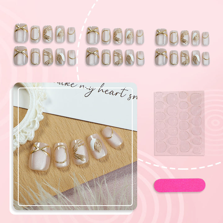 Luxury Gold-Accented Press-On Nail Set