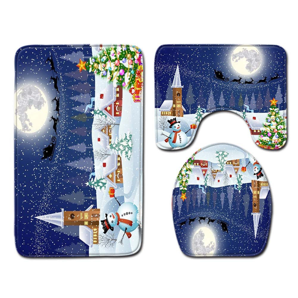 Christmas-Themed Bathroom Mat Set