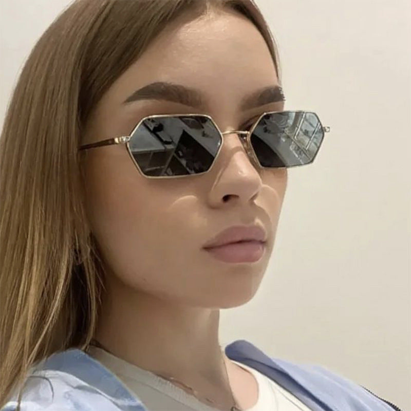 Women's hexagonal sunglasses with elegant metal frame and UV protection Stornfield