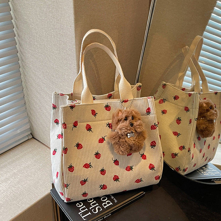 Cute Strawberry Print Fabric Tote Bag