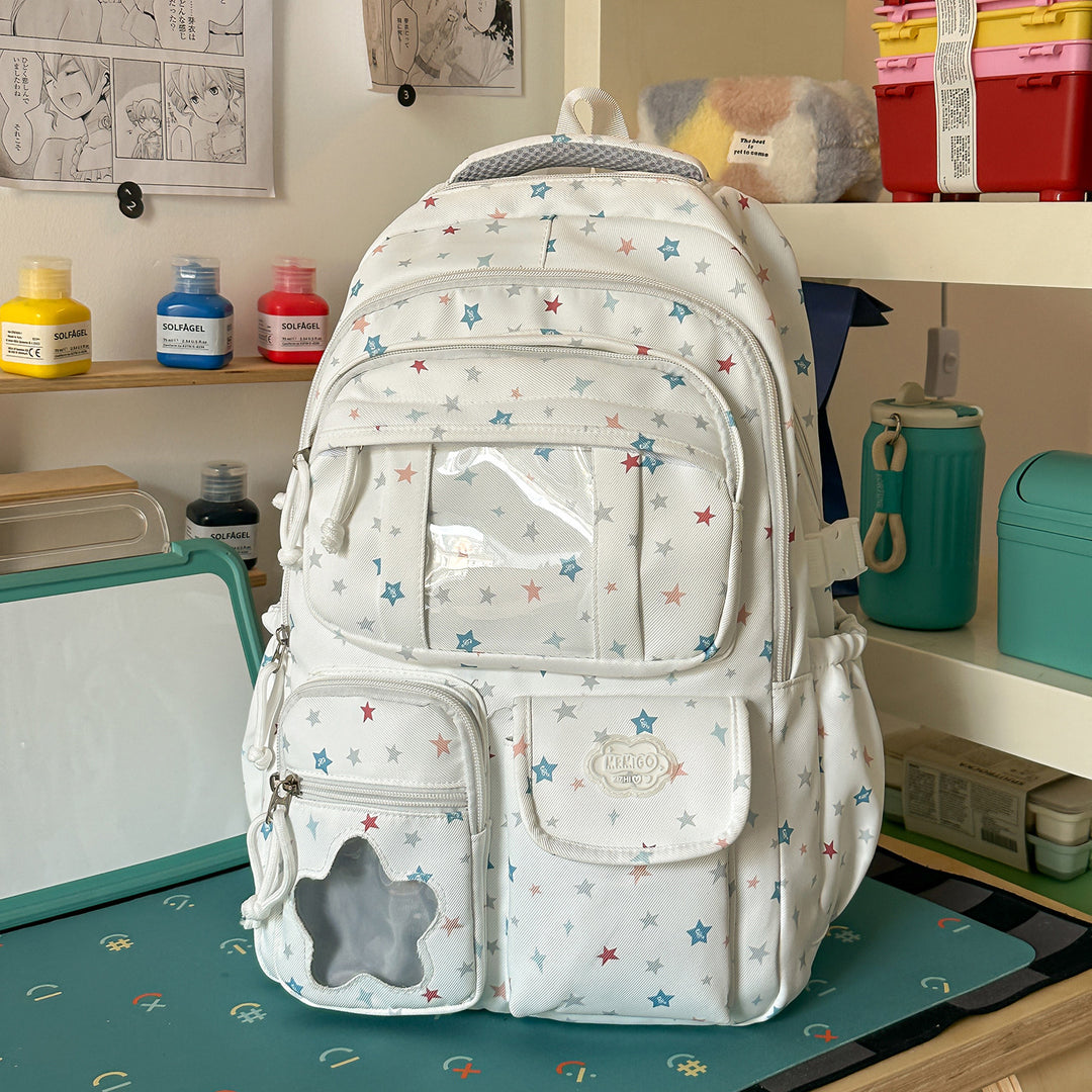 Star-Printed Casual School Backpack Stornfield