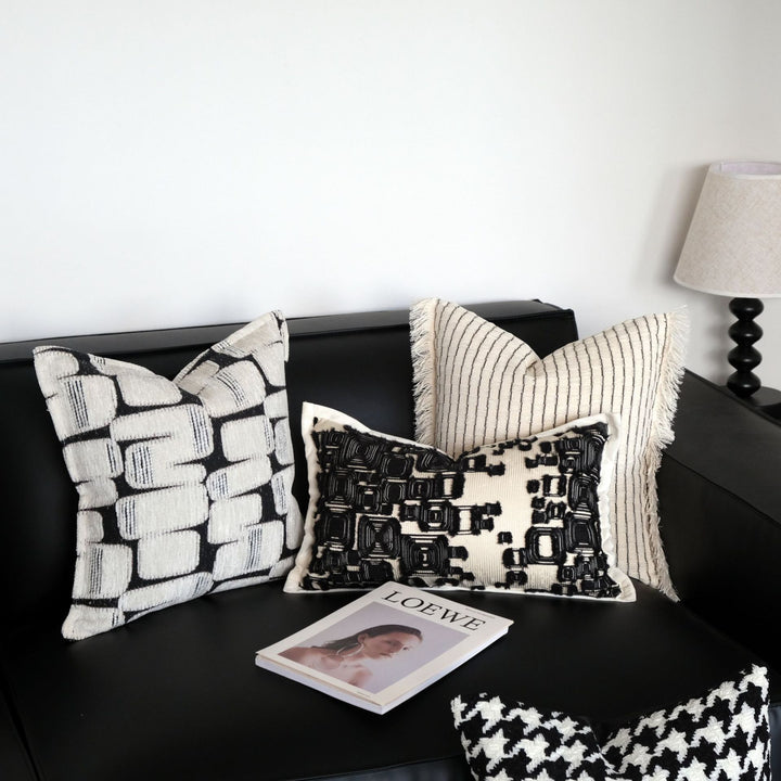 Textured Geometric Print Accent Pillow for Home