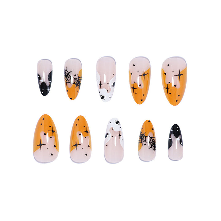 Artistic Halloween-Themed Press-On Nail Set Stornfield