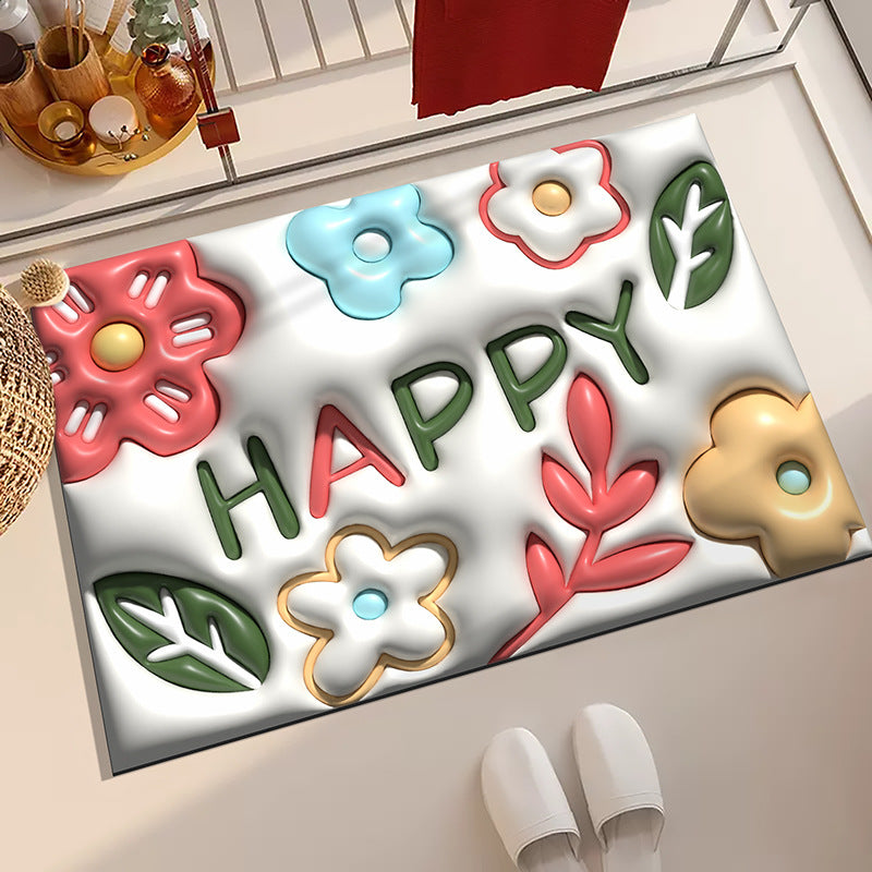 Floral Pattern Bath Mat for Bathroom