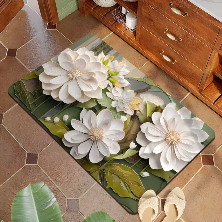 Floral Design Plush Bath Mat