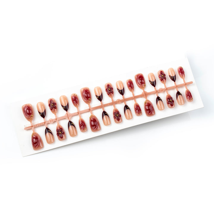 3D Floral Detailed Press-On Nails Stornfield
