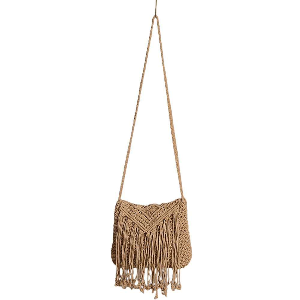 Macrame Crossbody Bag with Fringe Stornfield