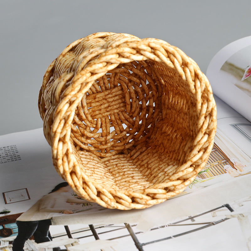 Handcrafted Round Wicker Storage Basket Stornfield