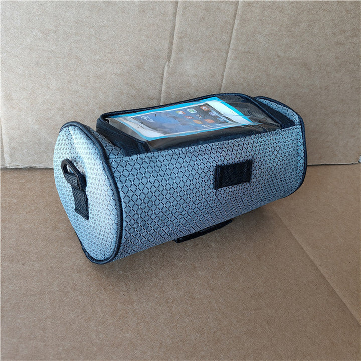 waterproof bicycle handlebar phone bag with touchscreen pocket and zippered cargo Stornfield