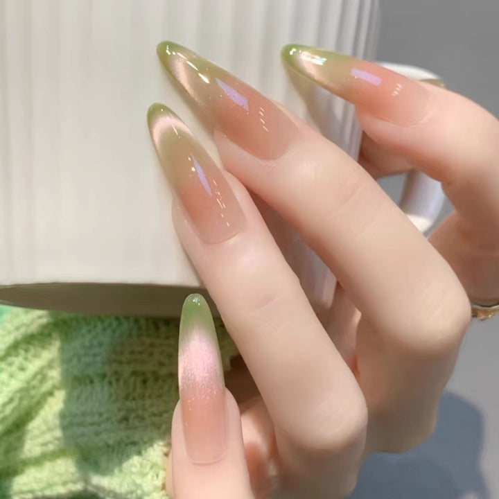 Artistic Press-On Nail Design with Floral Accents Stornfield