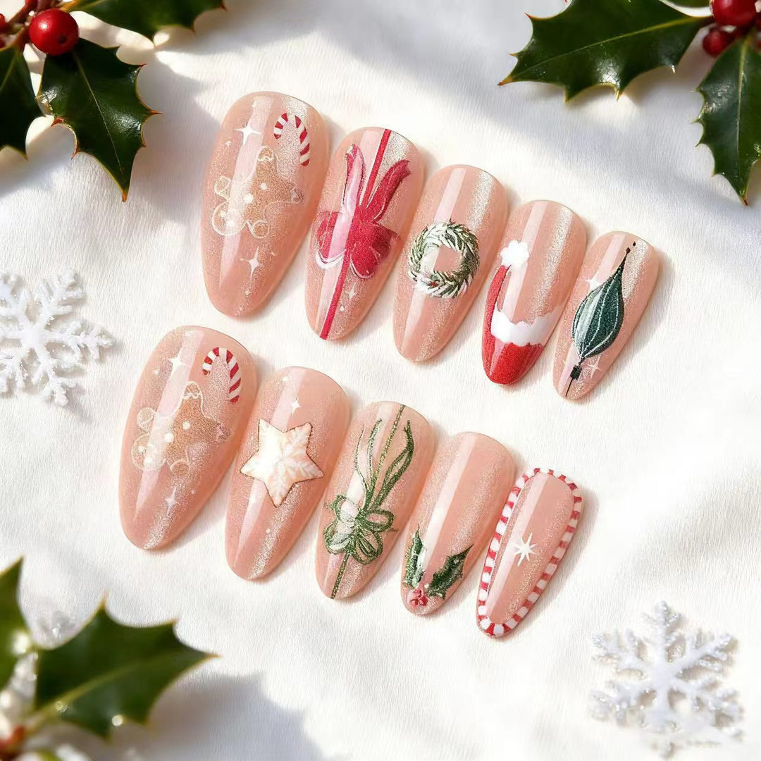 Festive Holiday-Themed Press-On Nail Art Set Stornfield 1790636676