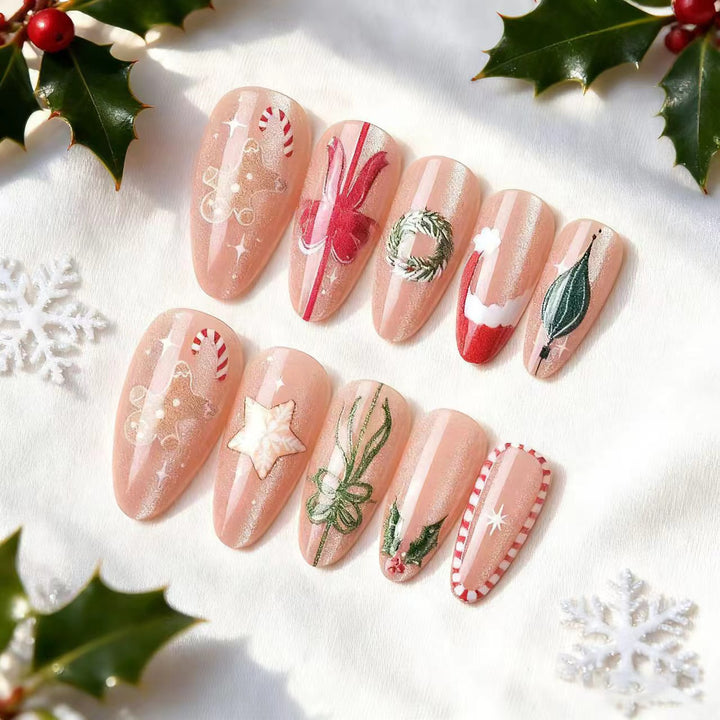 Festive Holiday-Themed Press-On Nail Art Set Stornfield 1790636676