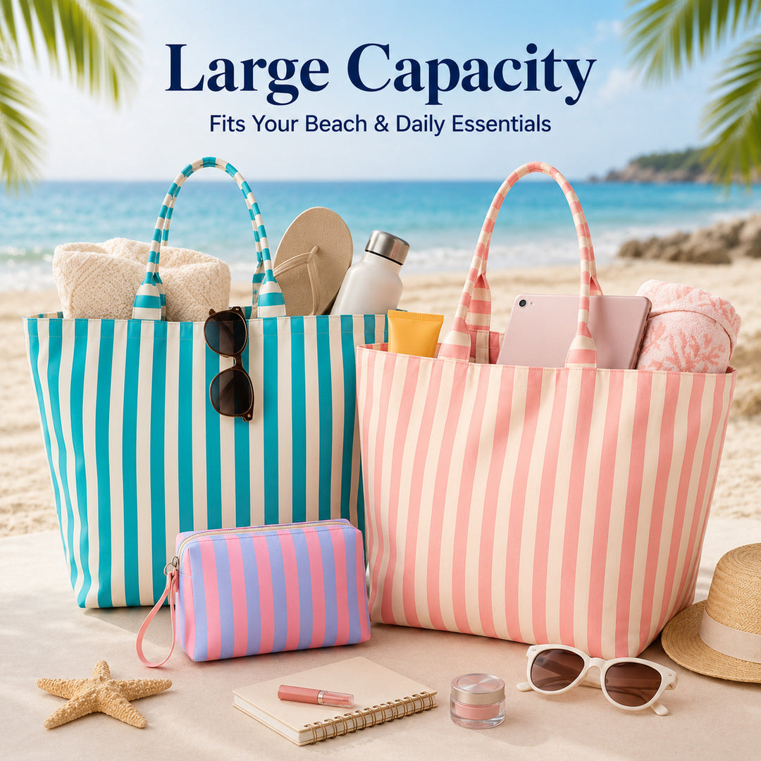 Beach bag with width, water-repellent stripes Stornfield