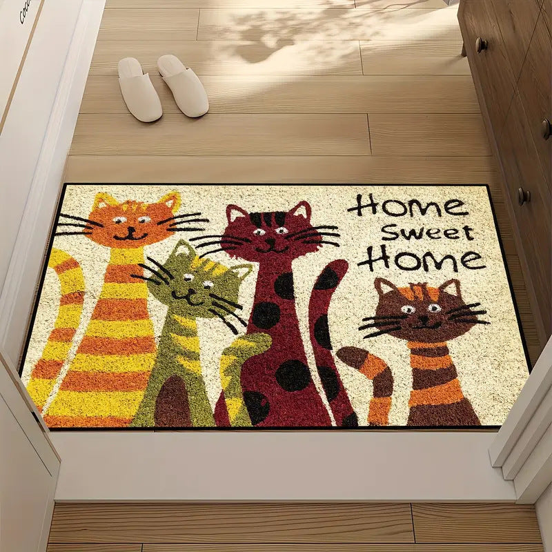 Playful Cat-Themed Indoor Area Mat