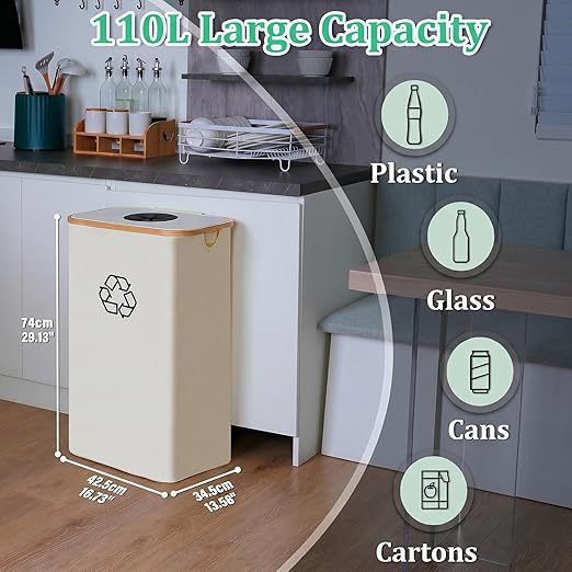 Elegant recycling bin with removable lid and compartments Stornfield