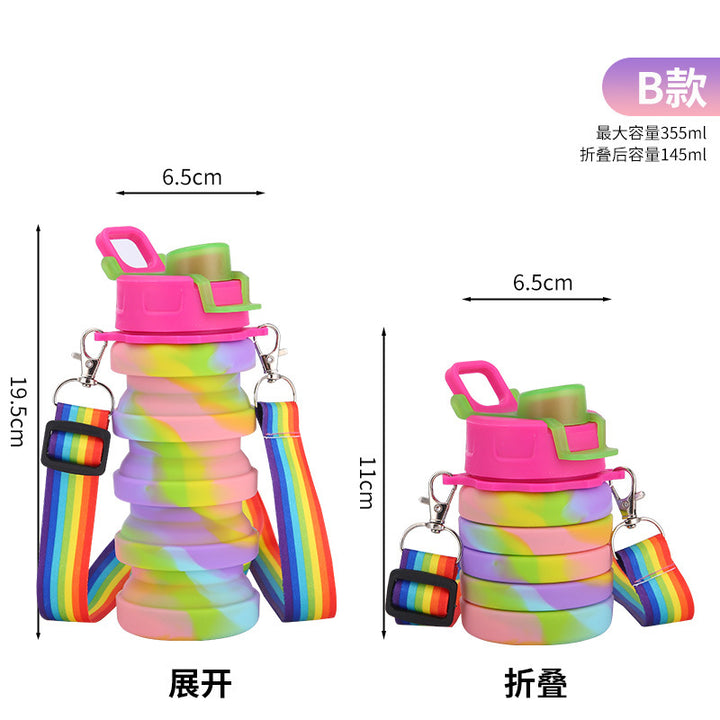 Ladies collapsible silicone water bottle with colorful design Stornfield