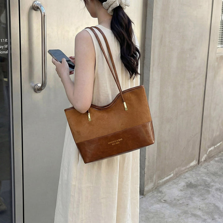 WoStylish Suede and Leather Shoulder Tote Bag Stornfield