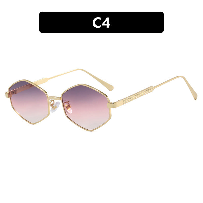 Women's hexagonal sunglasses with elegant metal accents and UV protection Stornfield