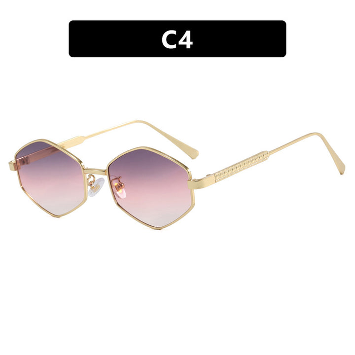 Women's hexagonal sunglasses with elegant metal accents and UV protection Stornfield
