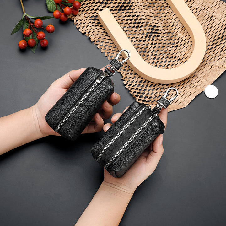 Textured Leather Zippered Pencil Case