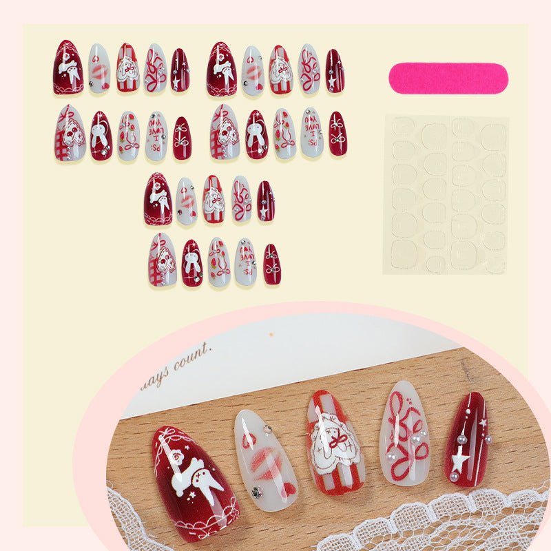 Nail art set with cute bunny and heart designs Stornfield