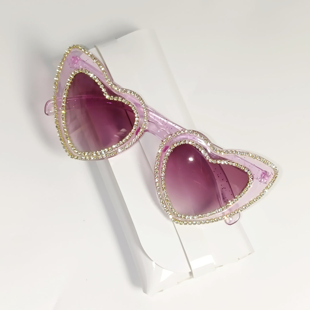 Rhinestone-Embellished Heart-Shaped Sunglasses Stornfield