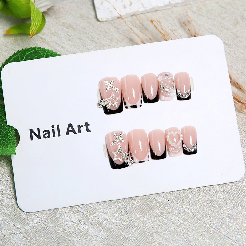 Artistic 3D Nail Tips with Pearl and Bow Accents Stornfield