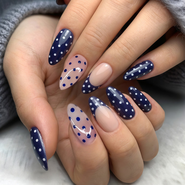 Artificial nails in modern polka dot design Stornfield