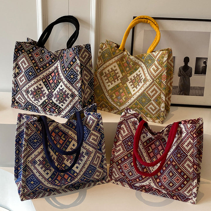 Ethnic Print Canvas Tote Bag