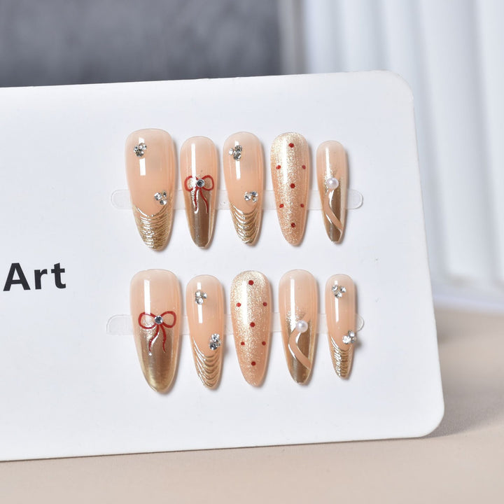 Elegant Rhinestone-Embellished Press-On Nail Art Set Stornfield