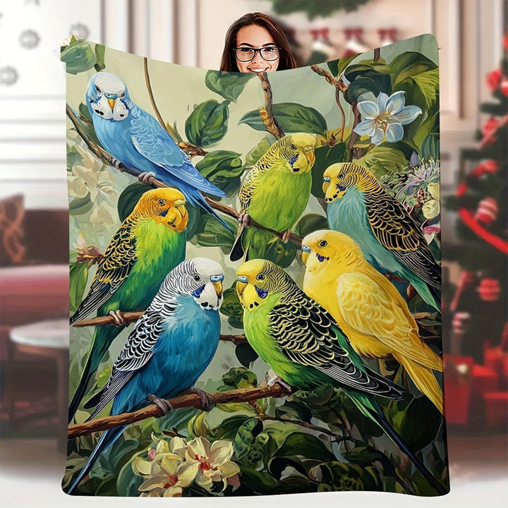 Artistic Budgie Print Throw Blanket