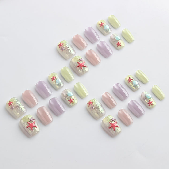 Artistic Beach-Inspired Press-On Nails Stornfield
