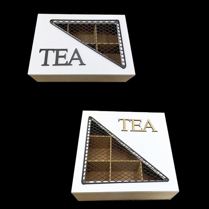 Decorative Tea Storage Box with Mesh Lid