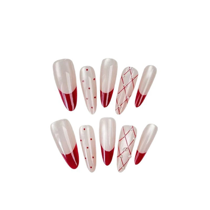 Elegant Artificial Nail Set with Stylish Red Accents Stornfield