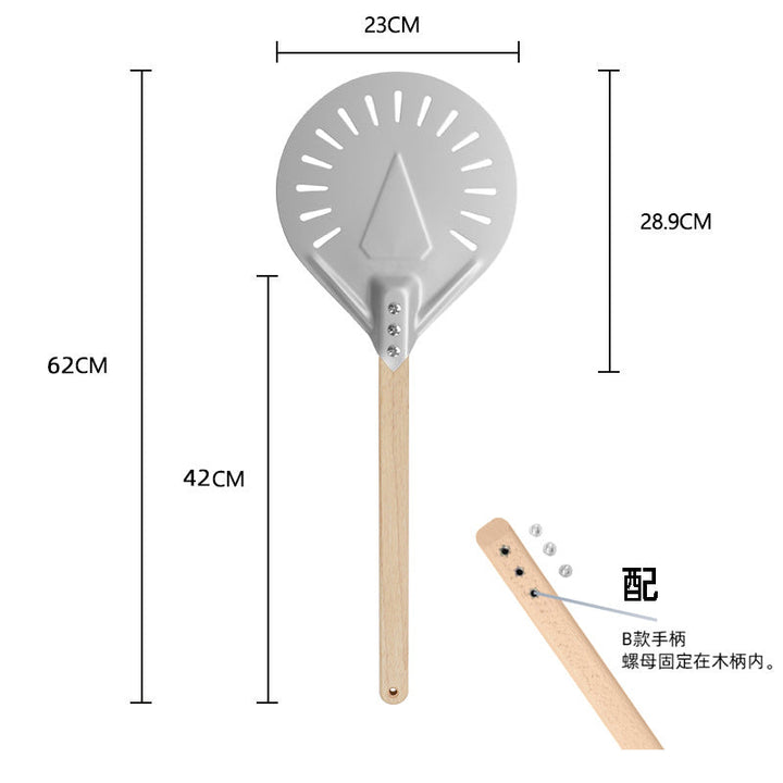 long-handled perforated pizza peel with wooden handle Stornfield