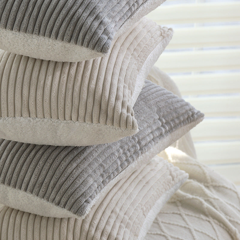 Rectangular velvet cushion cover with fine cord structure and concealed zipper Stornfield