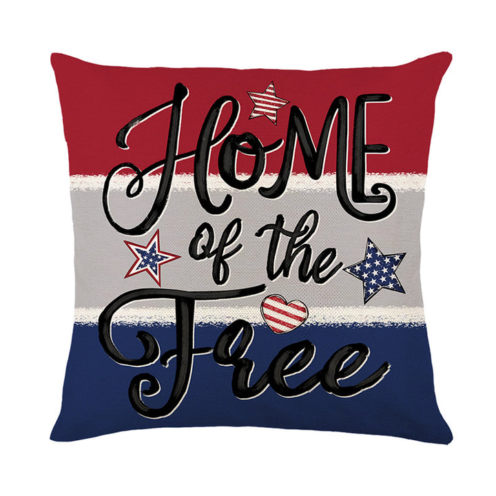 Patriotic Decorative Throw Pillow with Script Home of the Free