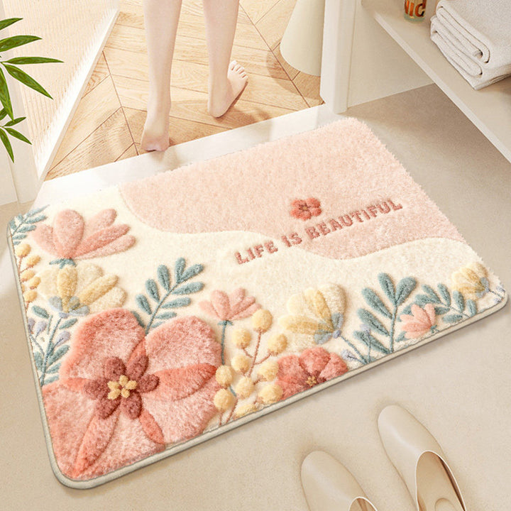 Floral-Themed Soft Microfiber Bath Mat