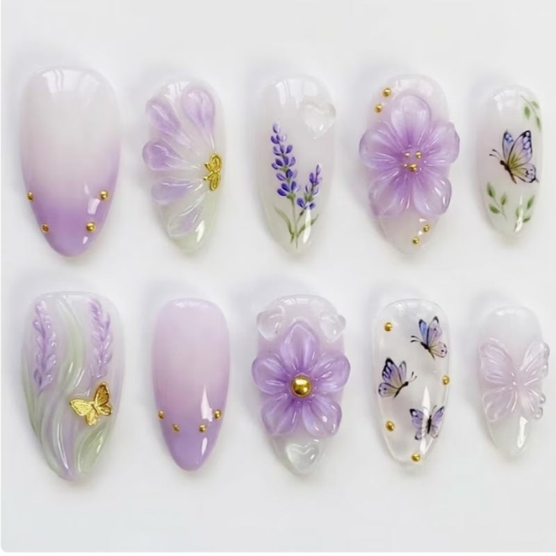 Elegant Floral Artwork Press-On Nails Stornfield