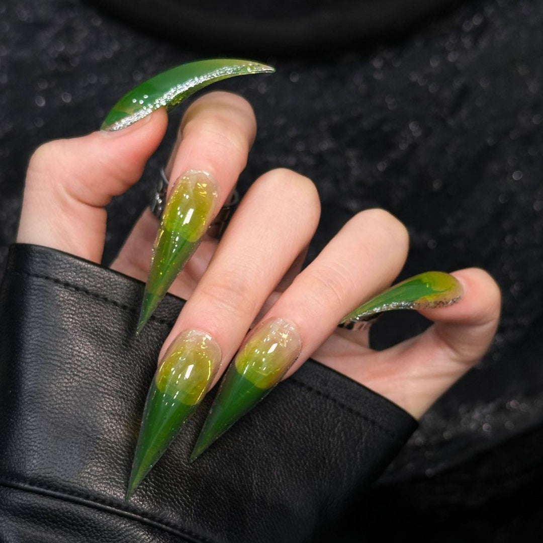 Stiletto Press-On Nail Enhancements with Ombre Effect
