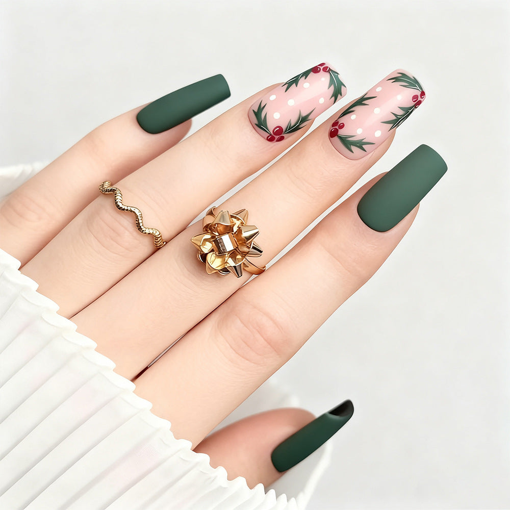 Elegant Artificial Nails with Christmas Design Stornfield