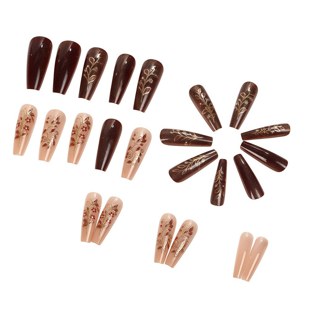 Artificial nails with elegant floral decorations Stornfield