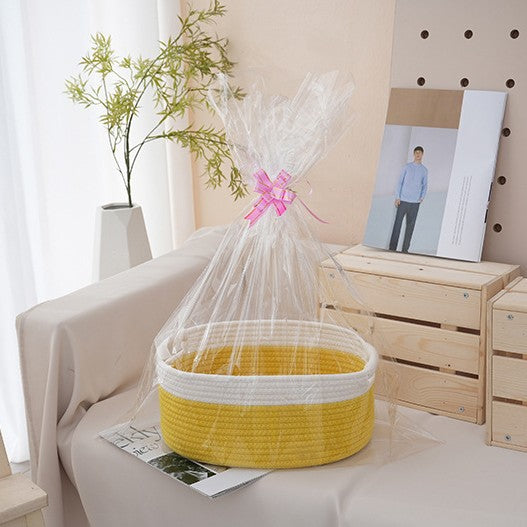 Natural storage basket with ribbons Stornfield