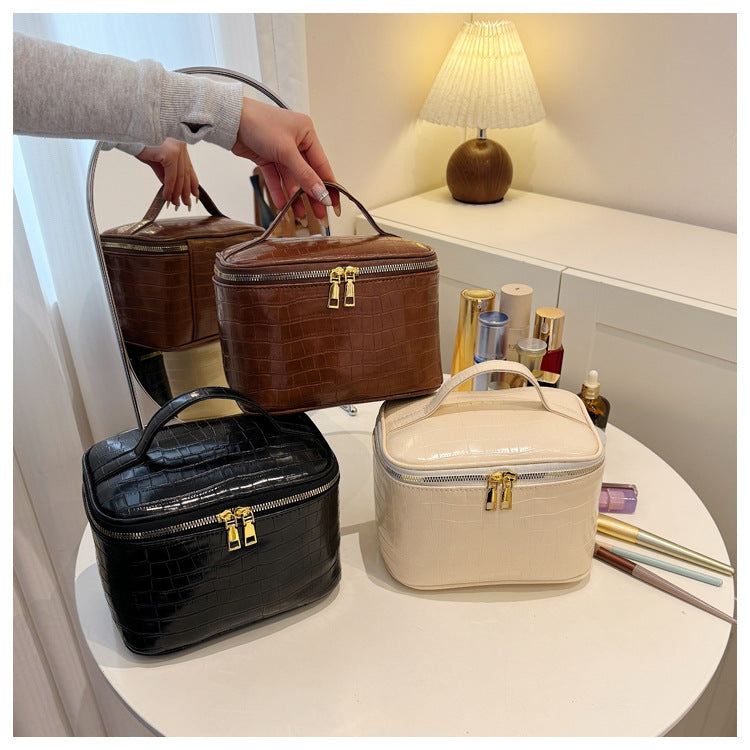 Elegant Crocodile Texture Cosmetic Organizer