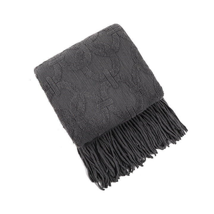 Cozy Textured Fringe Throw Blanket